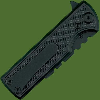 Chaves Blue Label CHUB Flipper Utility Knife Black Knurled Aluminum PVD Blade Carrier Black Hardware
