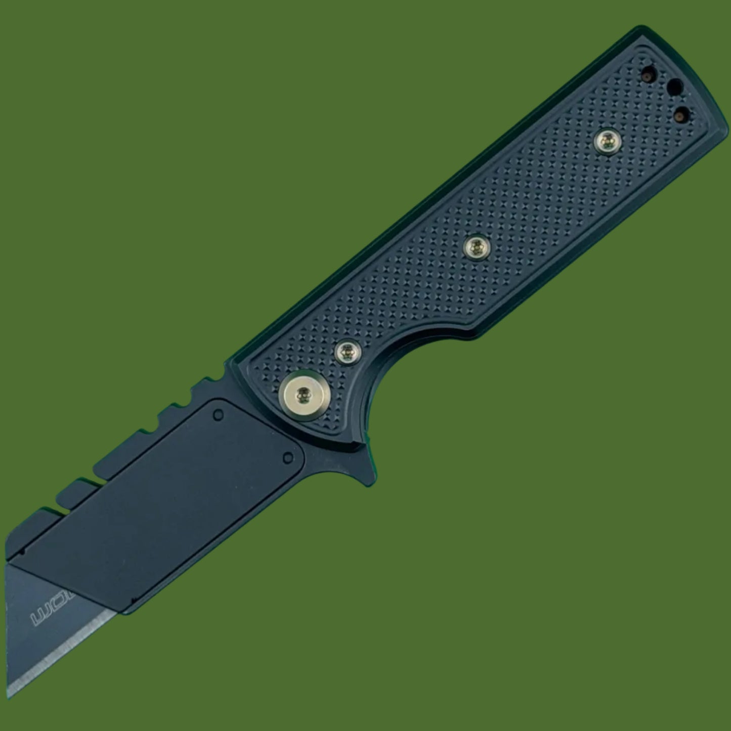Chaves Blue Label CHUB Utility Knife Black Knurled Aluminum PVD Blade Carrier Bronze Hardware