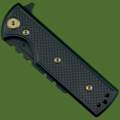 Chaves Blue Label CHUB Utility Knife Black Knurled Aluminum PVD Blade Carrier Bronze Hardware