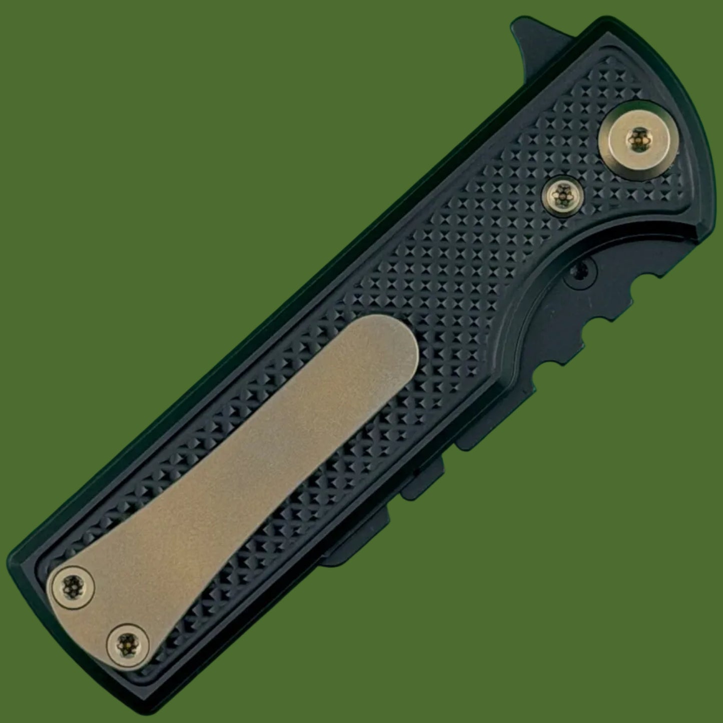 Chaves Blue Label CHUB Utility Knife Black Knurled Aluminum PVD Blade Carrier Bronze Hardware