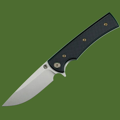 Chaves Blue Label Liberation Street Liner Lock Black Knurled Aluminum Handles Bronze Hardware (Stonewash Drop Point)