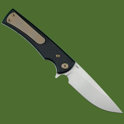 Chaves Blue Label Liberation Street Liner Lock Black Knurled Aluminum Handles Bronze Hardware (Stonewash Drop Point)