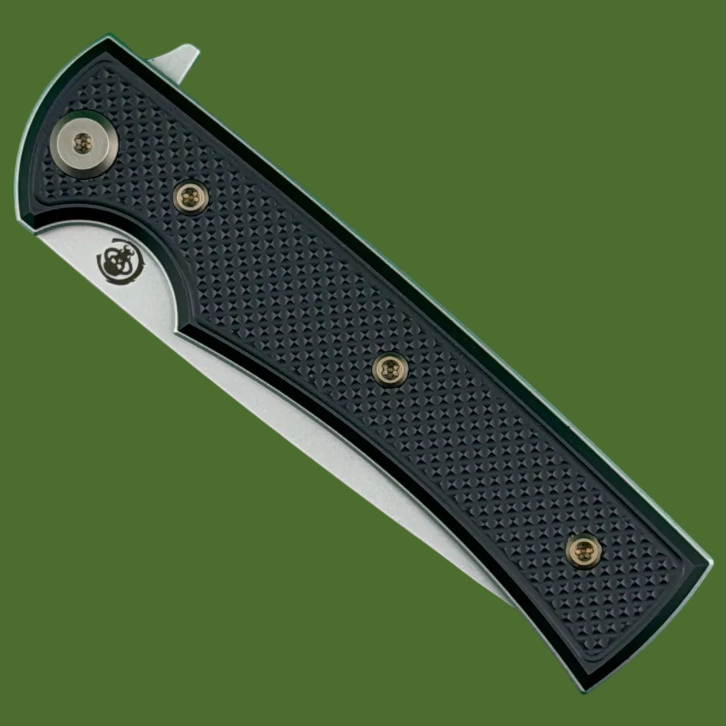 Chaves Blue Label Liberation Street Liner Lock Black Knurled Aluminum Handles Bronze Hardware (Stonewash Drop Point)