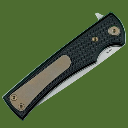 Chaves Blue Label Liberation Street Liner Lock Black Knurled Aluminum Handles Bronze Hardware (Stonewash Drop Point)