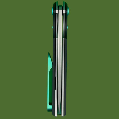 Chaves Blue Label Liberation Street Liner Lock Black Knurled Aluminum Handles Green Hardware (Stonewash Drop Point)