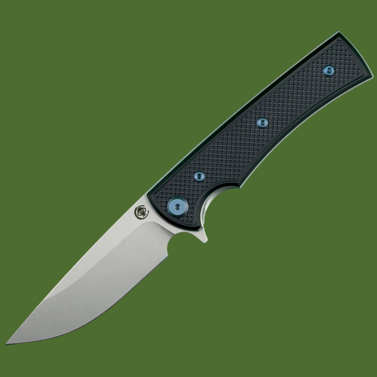 Chaves Blue Label Liberation Street Liner Lock Black Knurled Aluminum Handles Blue Hardware (Stonewash Drop Point)