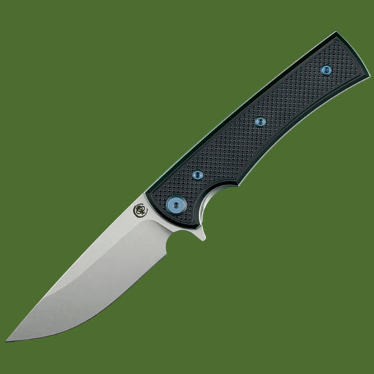 Chaves Blue Label Liberation Street Liner Lock Black Knurled Aluminum Handles Blue Hardware (Stonewash Drop Point)