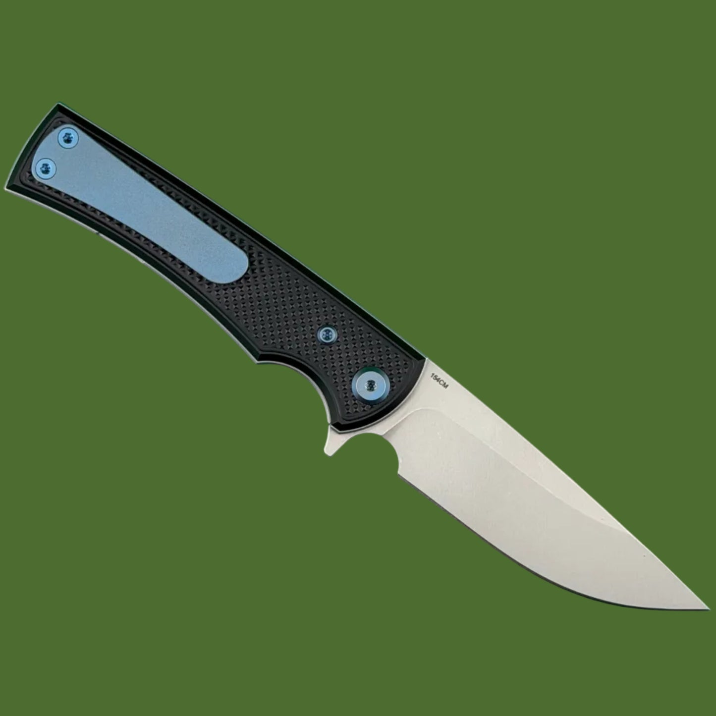 Chaves Blue Label Liberation Street Liner Lock Black Knurled Aluminum Handles Blue Hardware (Stonewash Drop Point)