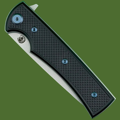 Chaves Blue Label Liberation Street Liner Lock Black Knurled Aluminum Handles Blue Hardware (Stonewash Drop Point)