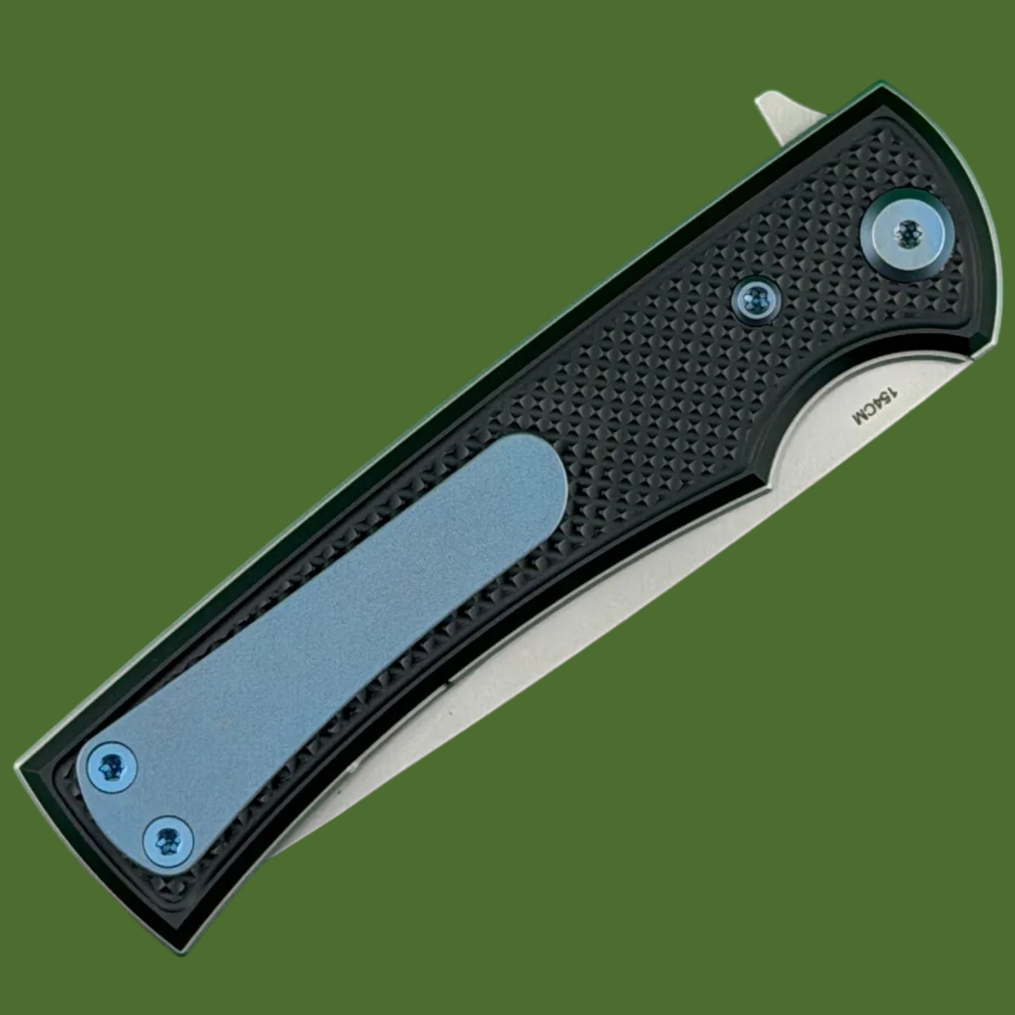 Chaves Blue Label Liberation Street Liner Lock Black Knurled Aluminum Handles Blue Hardware (Stonewash Drop Point)