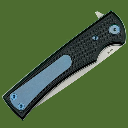 Chaves Blue Label Liberation Street Liner Lock Black Knurled Aluminum Handles Blue Hardware (Stonewash Drop Point)