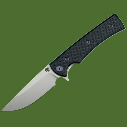 Chaves Blue Label Liberation Street Liner Lock Black Knurled Aluminum Handles Purple Hardware (Stonewash Drop Point)