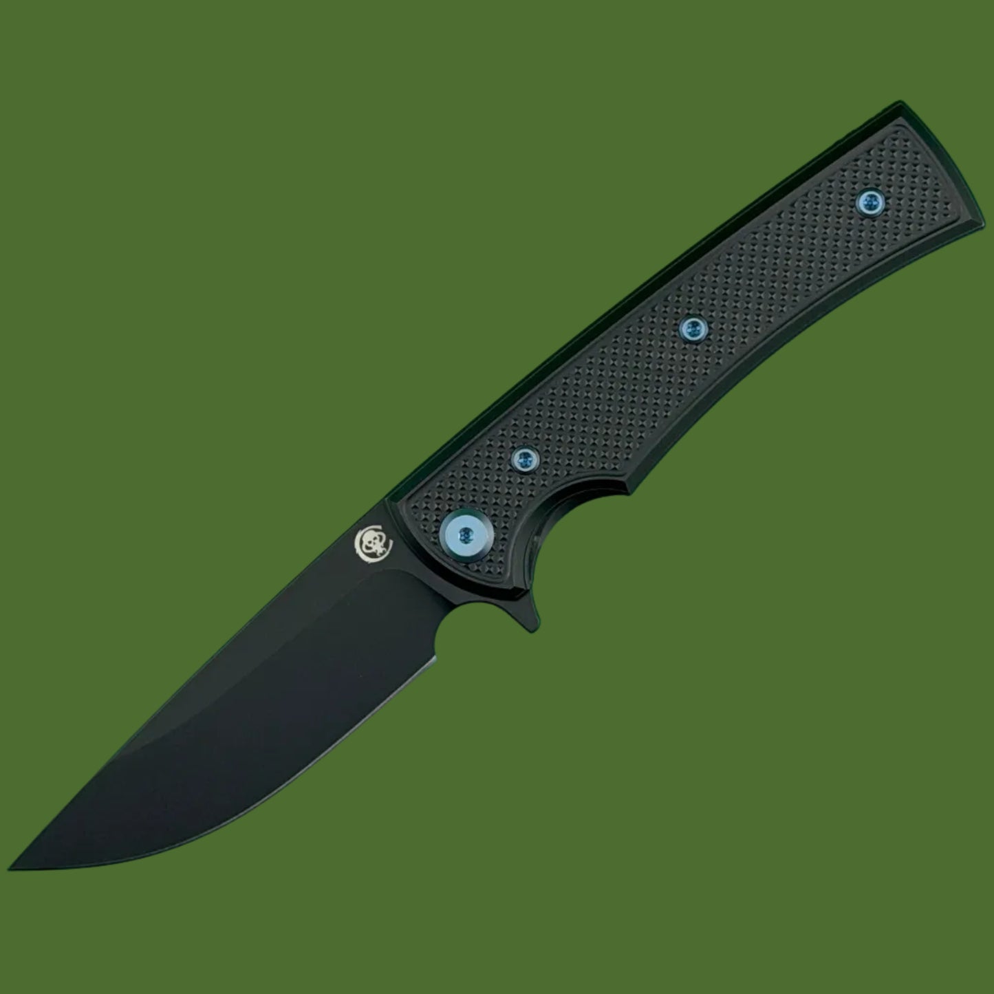 Chaves Blue Label Liberation Street Liner Lock Black Knurled Aluminum Handles Blue Hardware (Black Drop Point)