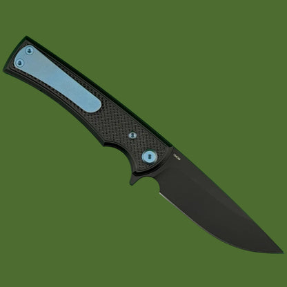 Chaves Blue Label Liberation Street Liner Lock Black Knurled Aluminum Handles Blue Hardware (Black Drop Point)