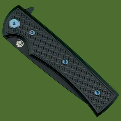 Chaves Blue Label Liberation Street Liner Lock Black Knurled Aluminum Handles Blue Hardware (Black Drop Point)
