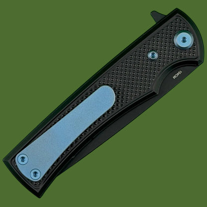 Chaves Blue Label Liberation Street Liner Lock Black Knurled Aluminum Handles Blue Hardware (Black Drop Point)