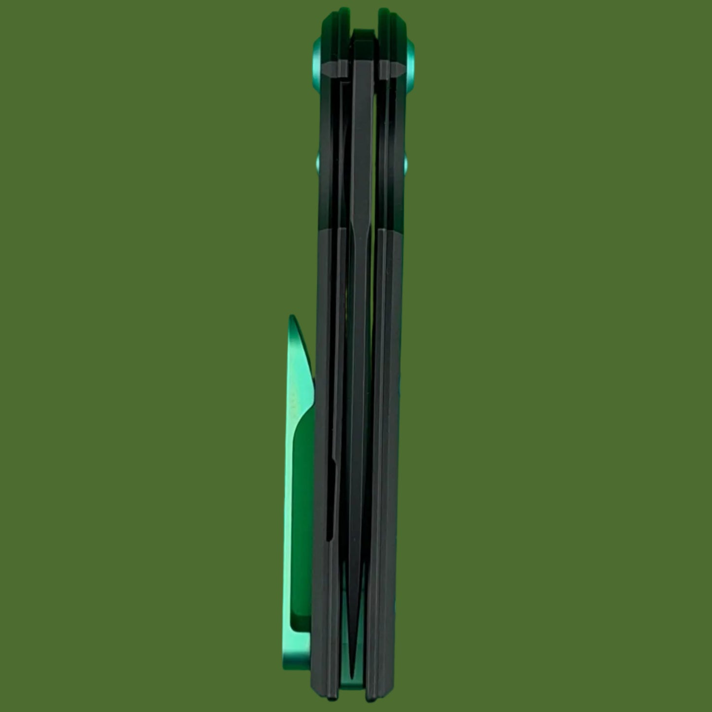 Chaves Blue Label Liberation Street Liner Lock Black Knurled Aluminum Handles Green Hardware (Black Tanto)