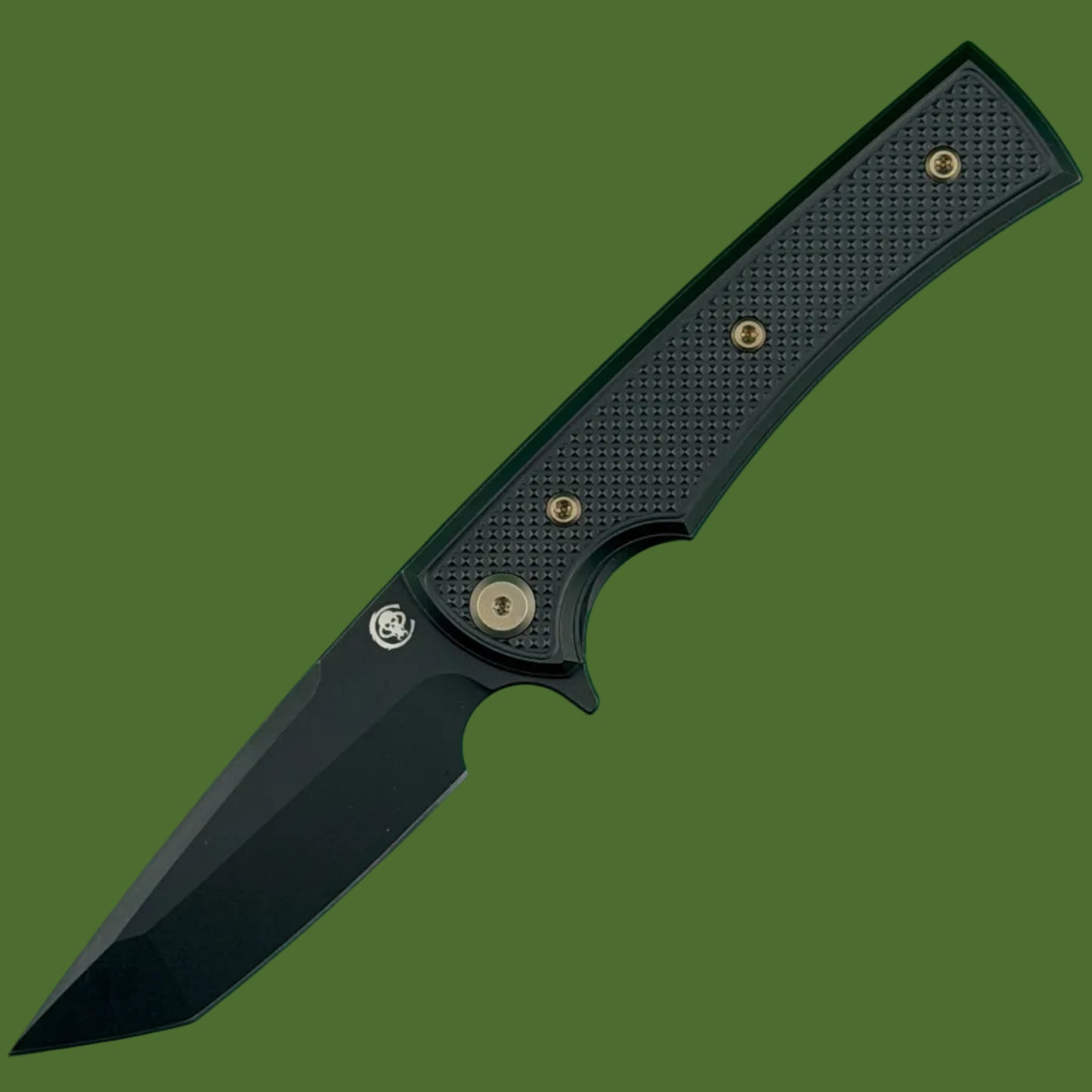 Chaves Blue Label Liberation Street Liner Lock Black Knurled Aluminum Handles Bronze Hardware (Black Tanto)