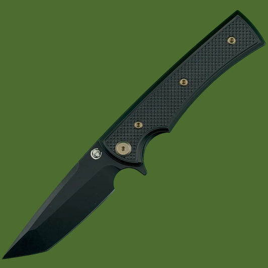 Chaves Blue Label Liberation Street Liner Lock Black Knurled Aluminum Handles Bronze Hardware (Black Tanto)