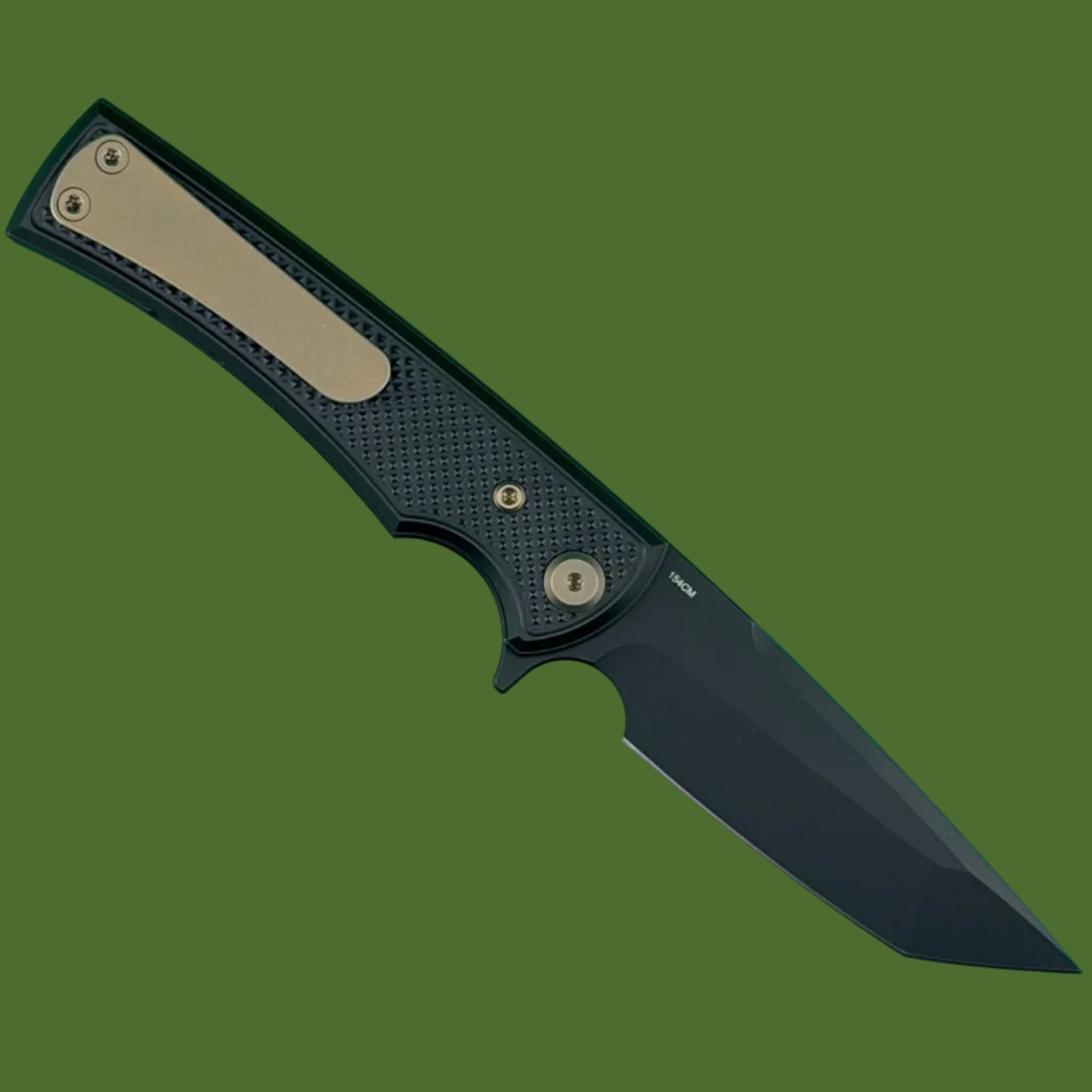 Chaves Blue Label Liberation Street Liner Lock Black Knurled Aluminum Handles Bronze Hardware (Black Tanto)
