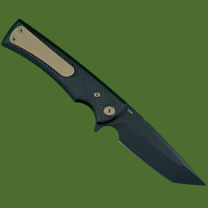 Chaves Blue Label Liberation Street Liner Lock Black Knurled Aluminum Handles Bronze Hardware (Black Tanto)