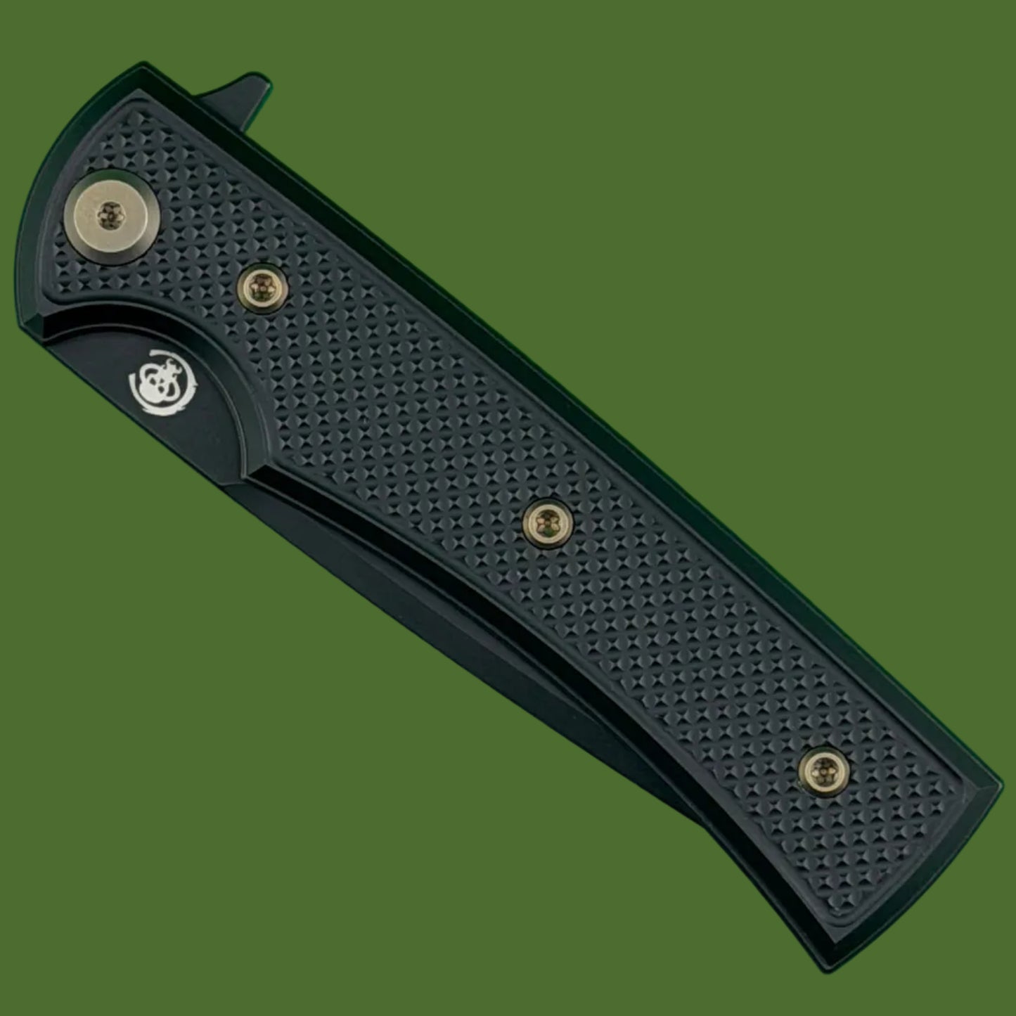 Chaves Blue Label Liberation Street Liner Lock Black Knurled Aluminum Handles Bronze Hardware (Black Tanto)
