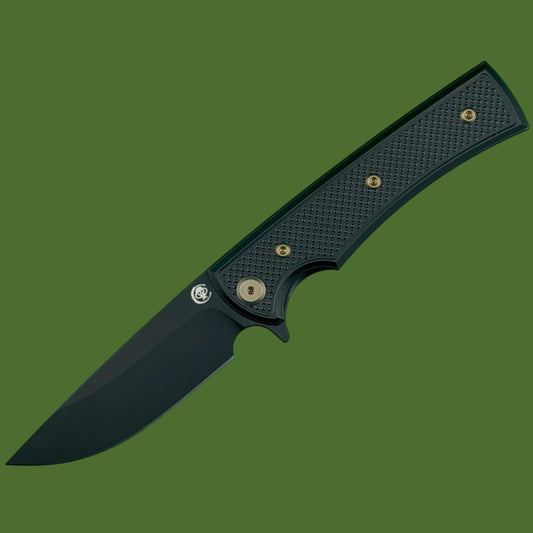 Chaves Blue Label Liberation Street Liner Lock Black Knurled Aluminum Handles Bronze Hardware (Black Drop Point)