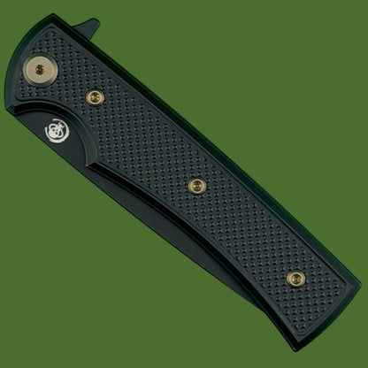 Chaves Blue Label Liberation Street Liner Lock Black Knurled Aluminum Handles Bronze Hardware (Black Drop Point)