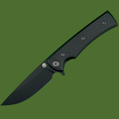 Chaves Blue Label Liberation Street Liner Lock Black Knurled Aluminum Handles Purple Hardware (Black Drop Point)