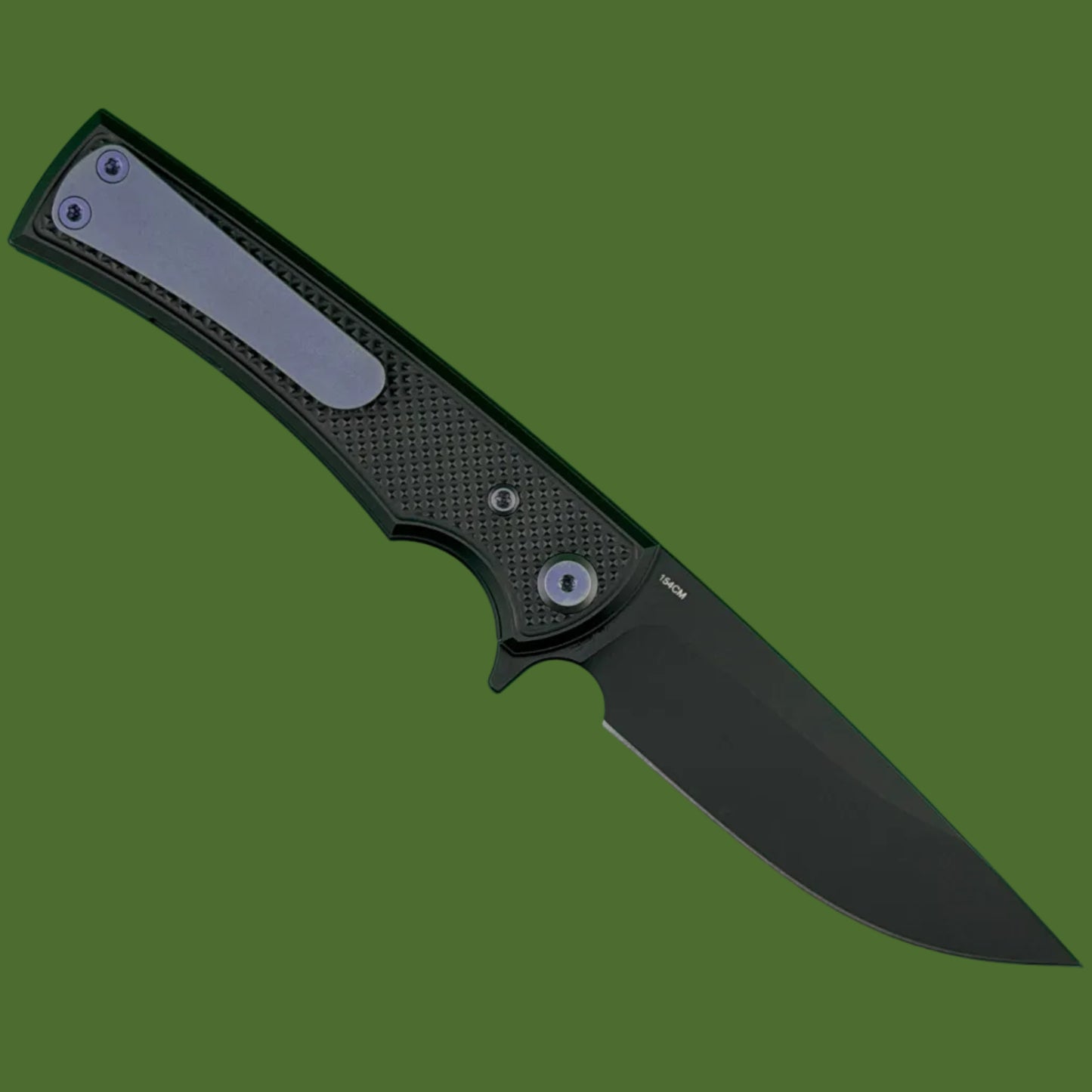 Chaves Blue Label Liberation Street Liner Lock Black Knurled Aluminum Handles Purple Hardware (Black Drop Point)