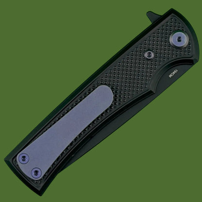 Chaves Blue Label Liberation Street Liner Lock Black Knurled Aluminum Handles Purple Hardware (Black Drop Point)