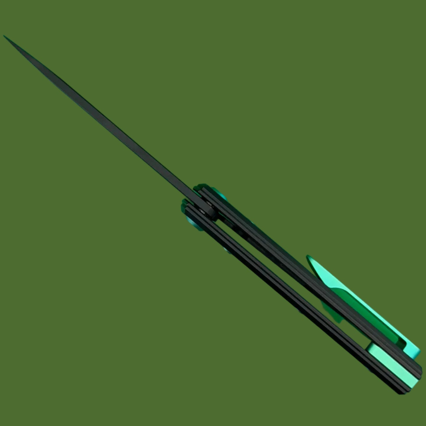 Chaves Blue Label Liberation Street Liner Lock Black Knurled Aluminum Handles Green Hardware (Black Drop Point)