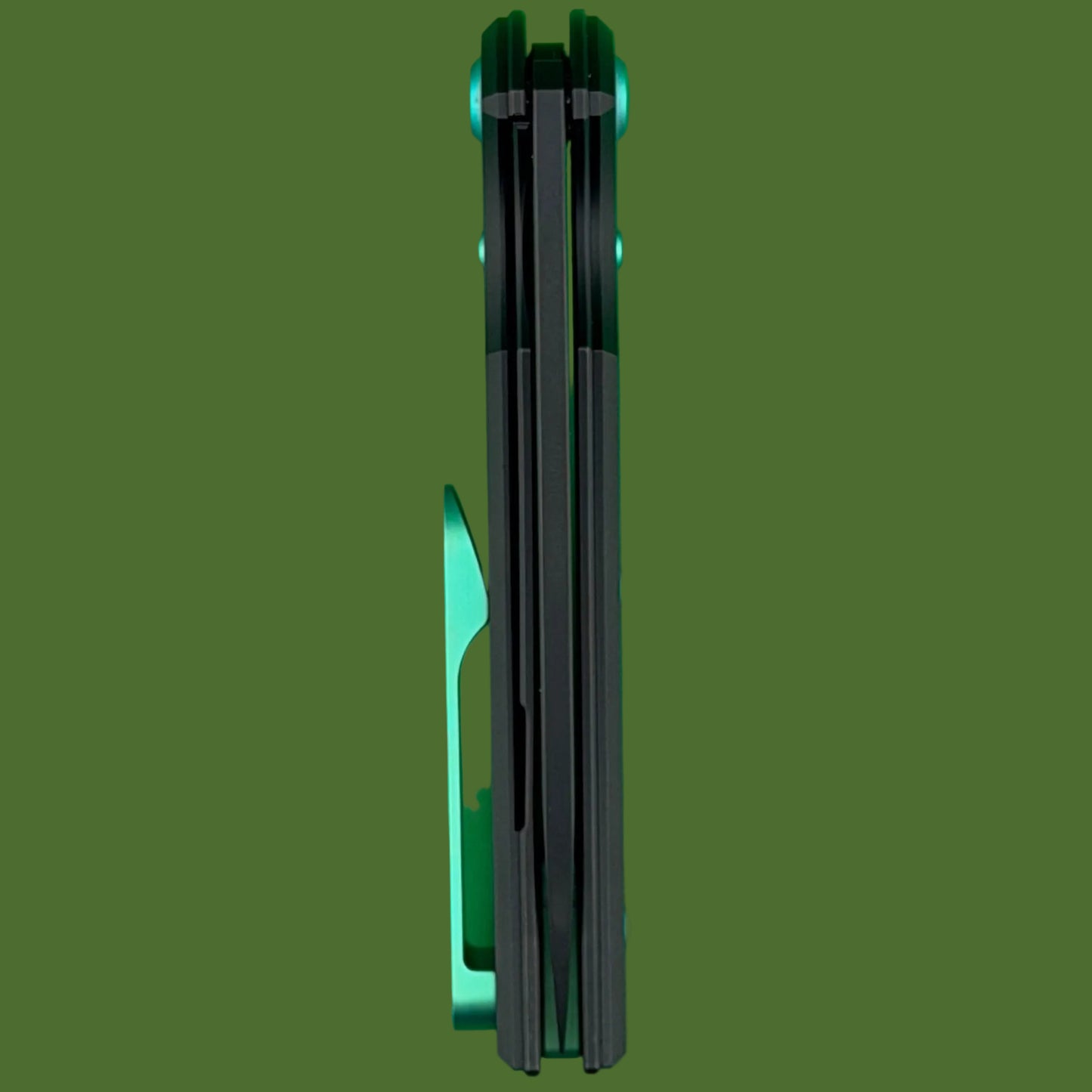 Chaves Blue Label Liberation Street Liner Lock Black Knurled Aluminum Handles Green Hardware (Black Drop Point)