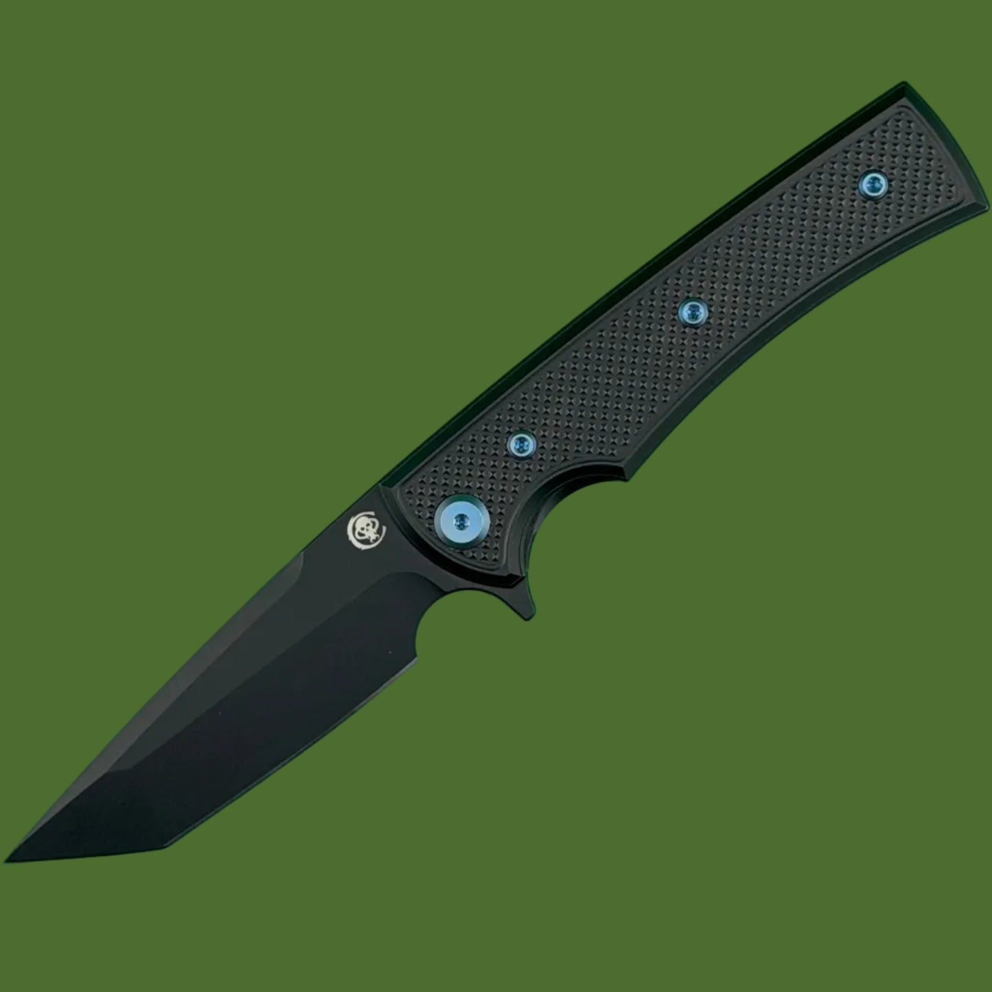 Chaves Blue Label Liberation Street Liner Lock Black Knurled Aluminum Handles Blue Hardware (Black Tanto)