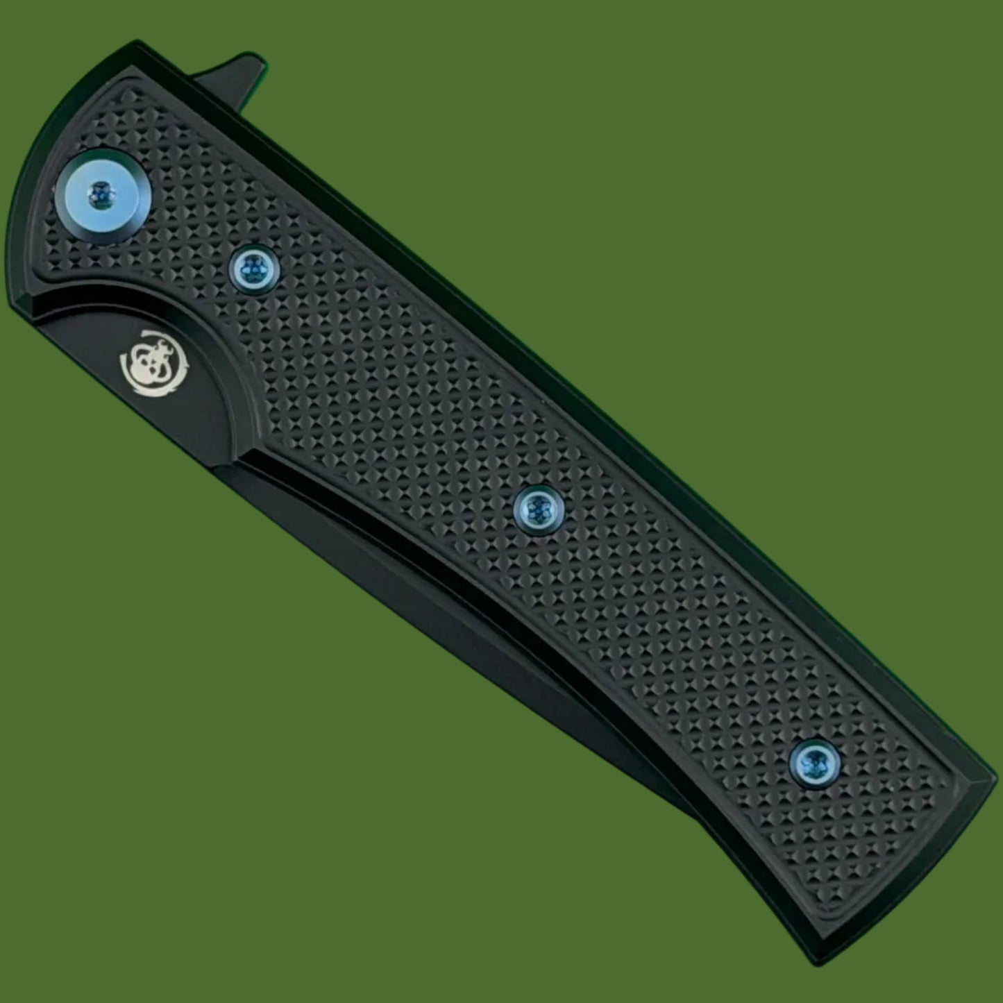 Chaves Blue Label Liberation Street Liner Lock Black Knurled Aluminum Handles Blue Hardware (Black Tanto)
