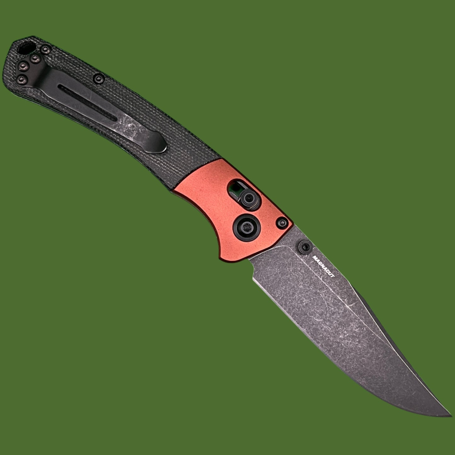Benchmade Mini Crooked River Black Micarta/Burnt Copper Magnacut 1508BK-04