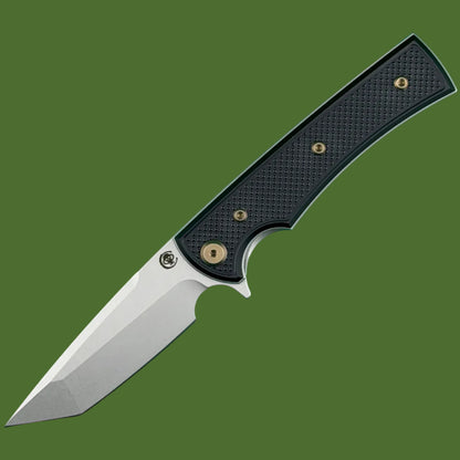 Chaves Blue Label Liberation Street Liner Lock Black Knurled Aluminum Handles Bronze Hardware (Stonewash Tanto)