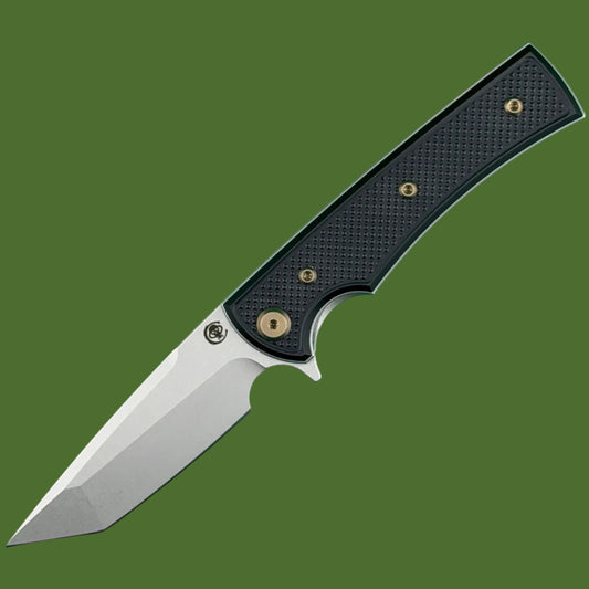 Chaves Blue Label Liberation Street Liner Lock Black Knurled Aluminum Handles Bronze Hardware (Stonewash Tanto)