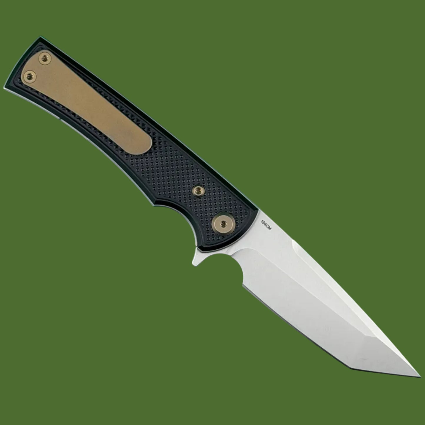 Chaves Blue Label Liberation Street Liner Lock Black Knurled Aluminum Handles Bronze Hardware (Stonewash Tanto)