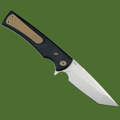 Chaves Blue Label Liberation Street Liner Lock Black Knurled Aluminum Handles Bronze Hardware (Stonewash Tanto)