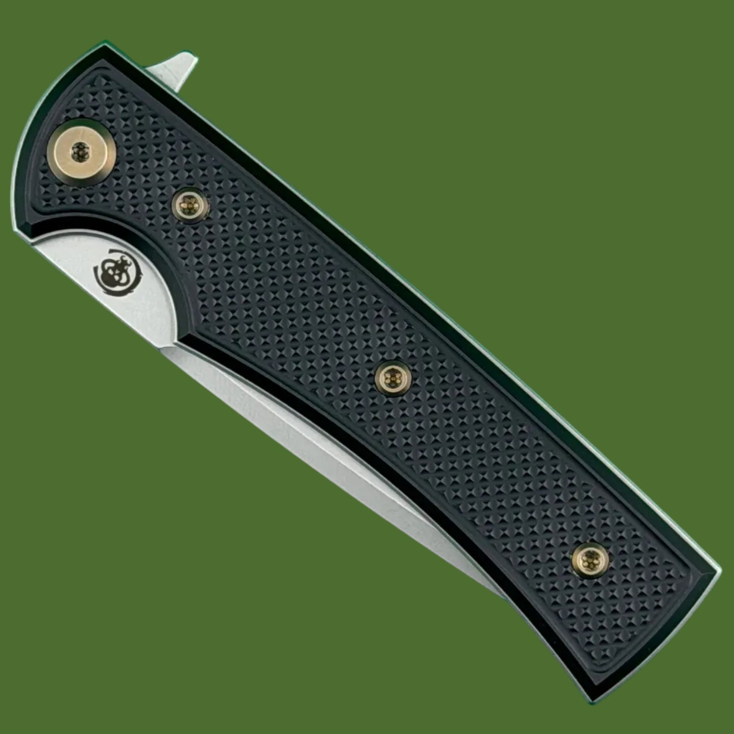 Chaves Blue Label Liberation Street Liner Lock Black Knurled Aluminum Handles Bronze Hardware (Stonewash Tanto)