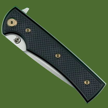 Chaves Blue Label Liberation Street Liner Lock Black Knurled Aluminum Handles Bronze Hardware (Stonewash Tanto)