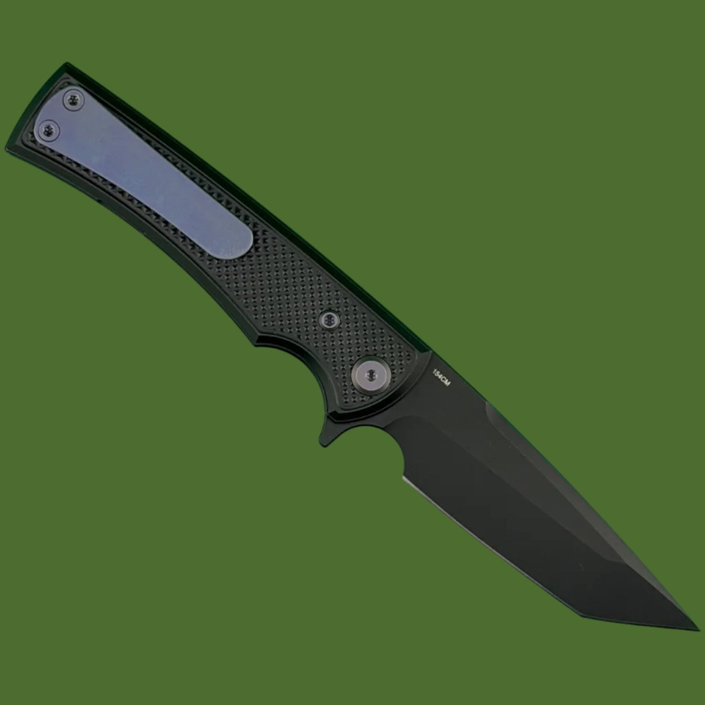 Chaves Blue Label Liberation Street Loner Lock Black Knurled Aluminum Handles Purple Hardware (Black Tanto)