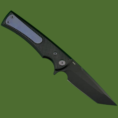 Chaves Blue Label Liberation Street Loner Lock Black Knurled Aluminum Handles Purple Hardware (Black Tanto)