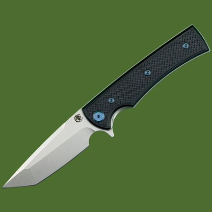 Chaves Blue Label Liberation Street Liner Lock Black Knurled Aluminum Handles Blue Hardware (Stonewash Tanto)