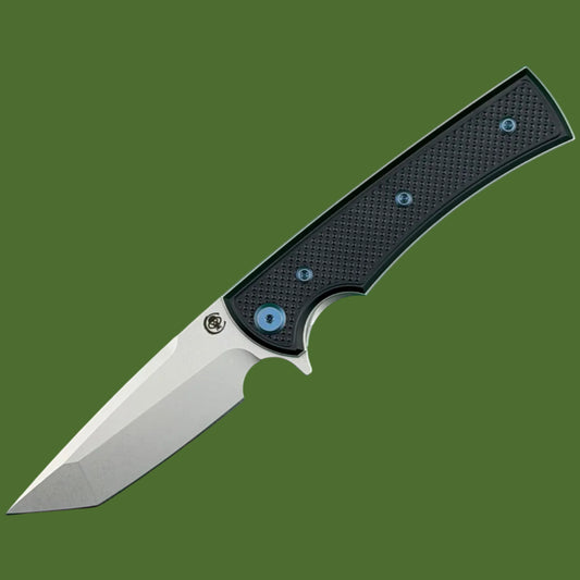 Chaves Blue Label Liberation Street Liner Lock Black Knurled Aluminum Handles Blue Hardware (Stonewash Tanto)
