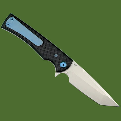 Chaves Blue Label Liberation Street Liner Lock Black Knurled Aluminum Handles Blue Hardware (Stonewash Tanto)