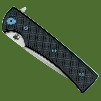 Chaves Blue Label Liberation Street Liner Lock Black Knurled Aluminum Handles Blue Hardware (Stonewash Tanto)