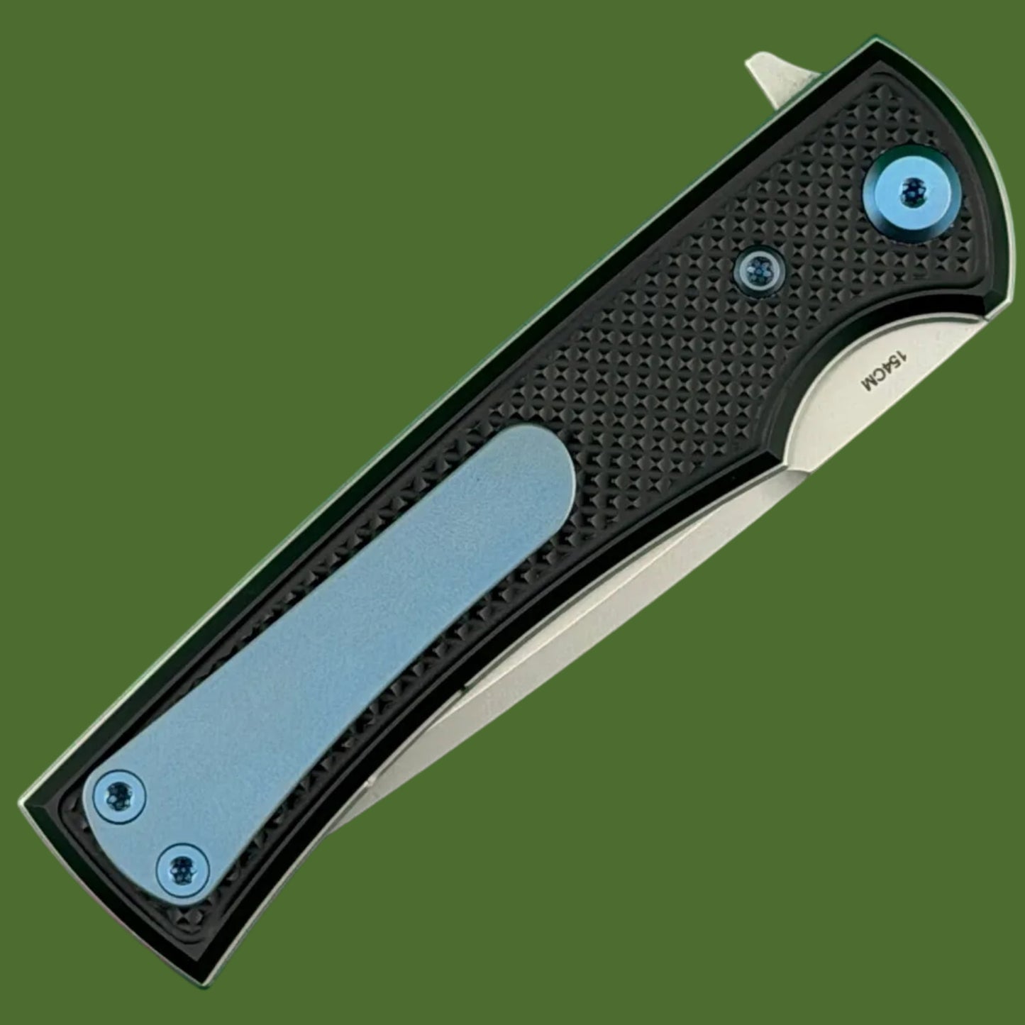 Chaves Blue Label Liberation Street Liner Lock Black Knurled Aluminum Handles Blue Hardware (Stonewash Tanto)