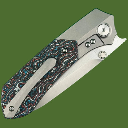 *Pre-Owned* Remette RT-Meteor Button Frame Lock Red/White/Blue Carbon Fiber